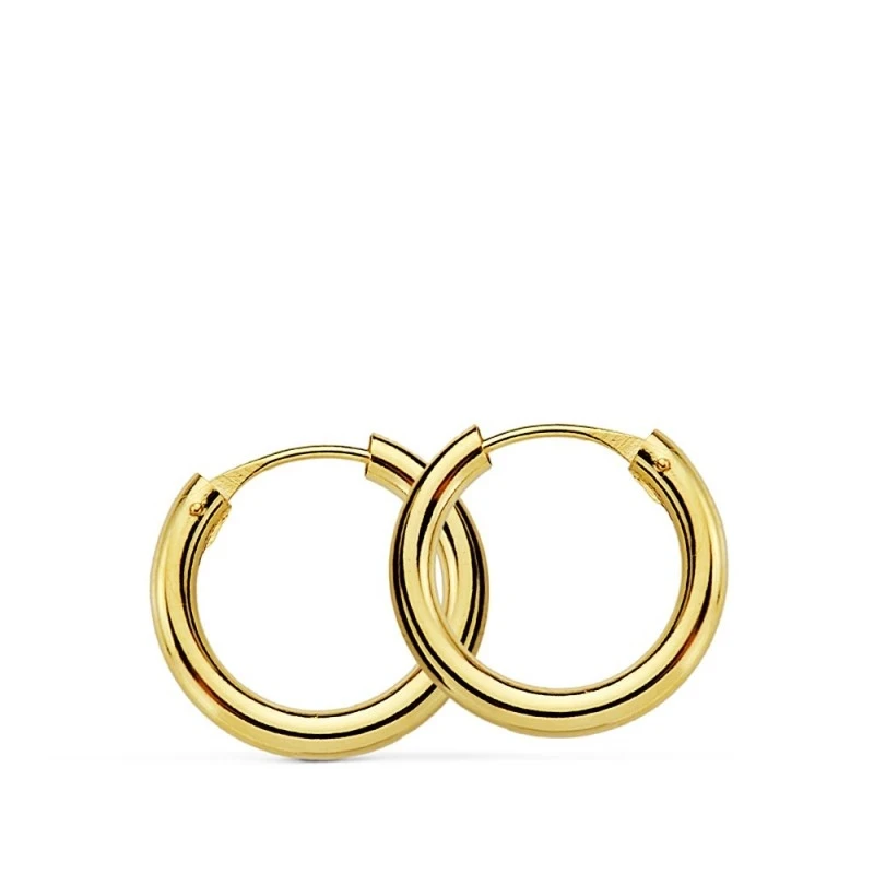 Pendientes oro 18k aro redondos lisos 14mm. [AA7334]