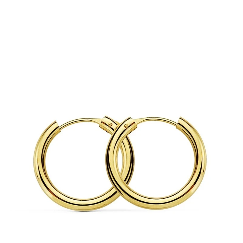 Pendientes oro 18k aro redondos lisos 16mm. [AA7335]
