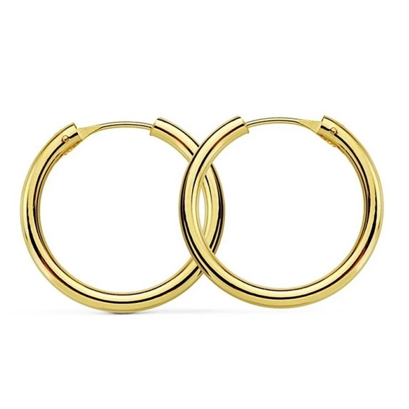 Pendientes oro 18k aro redondos lisos 20mm. [AA7336]