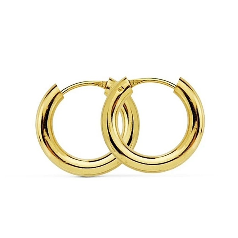 Pendientes oro 18k aro redondos lisos 14mm. [AA7337]