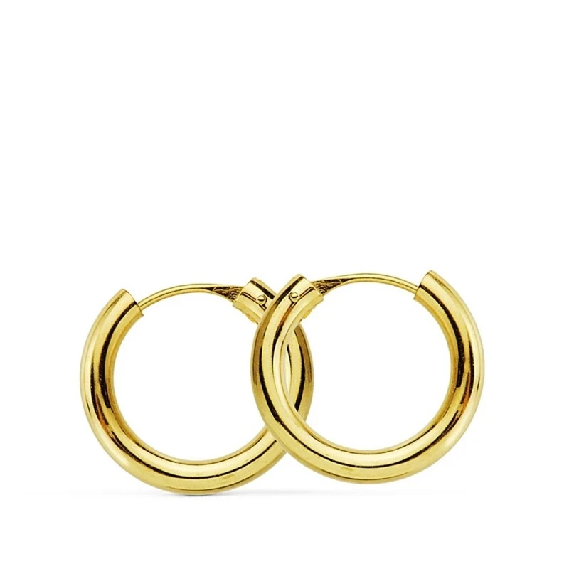 Pendientes oro 18k aro redondos lisos 16mm. [AA7338]