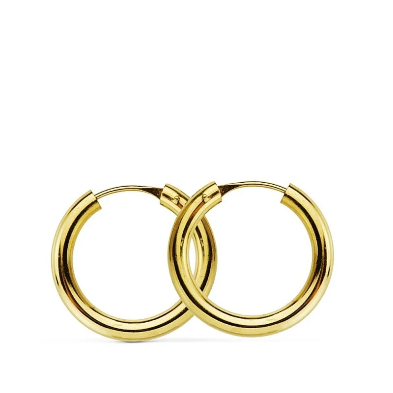 Pendientes oro 18k aro redondos lisos 18mm. [AA7339]