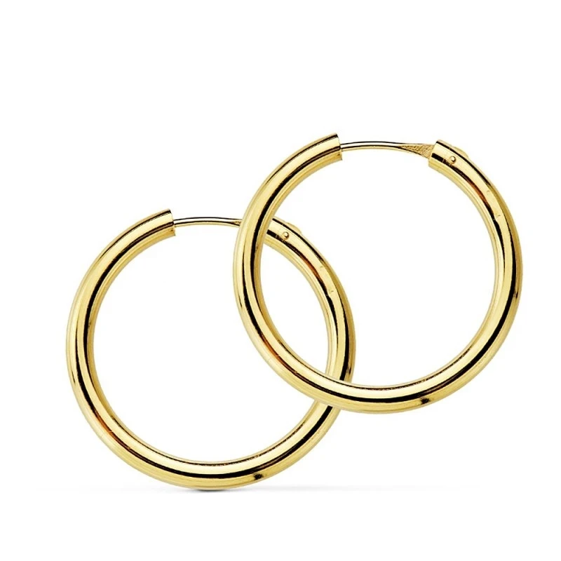 Pendientes oro 18k aro redondos lisos 24mm. [AA7340]