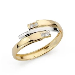 Sortija oro 18k bicolor bandas centro blanco circonitas [AA7348]