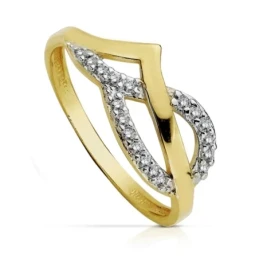 Sortija oro 18k bicolor circonitas 2mm. formando lágrima [AA7350]