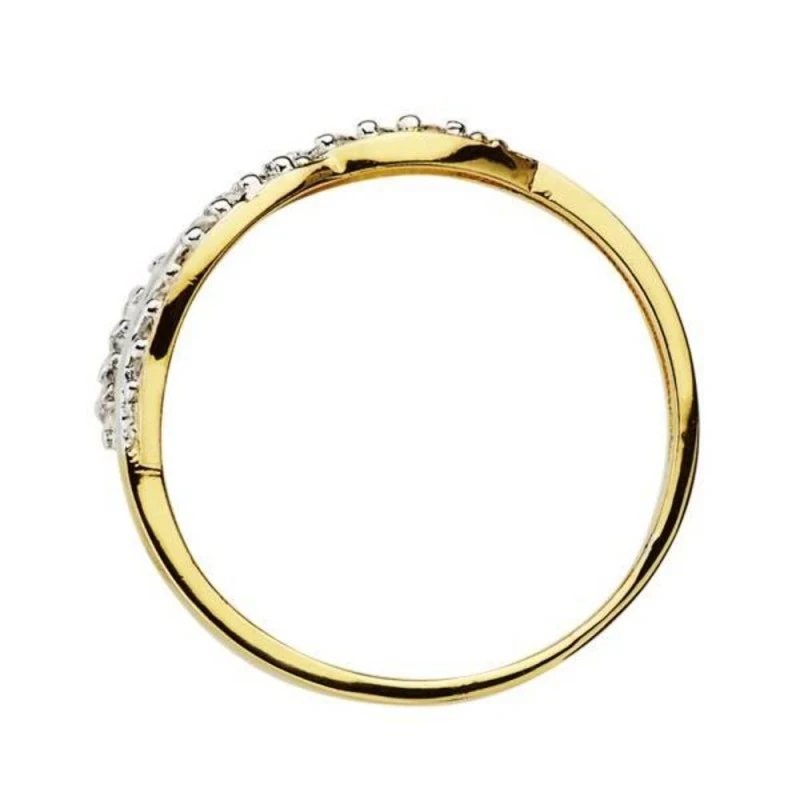 Sortija oro 18k bicolor circonitas 2mm. formando lágrima [AA7350]