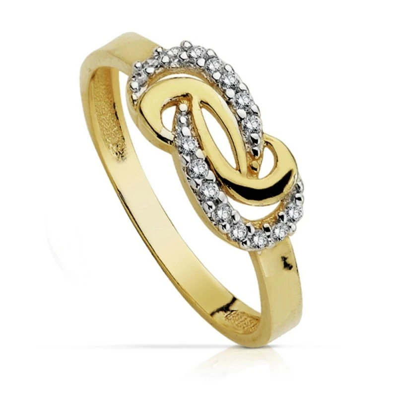 Sortija oro 18k bicolor circonitas 2mm. lazo [AA7354]