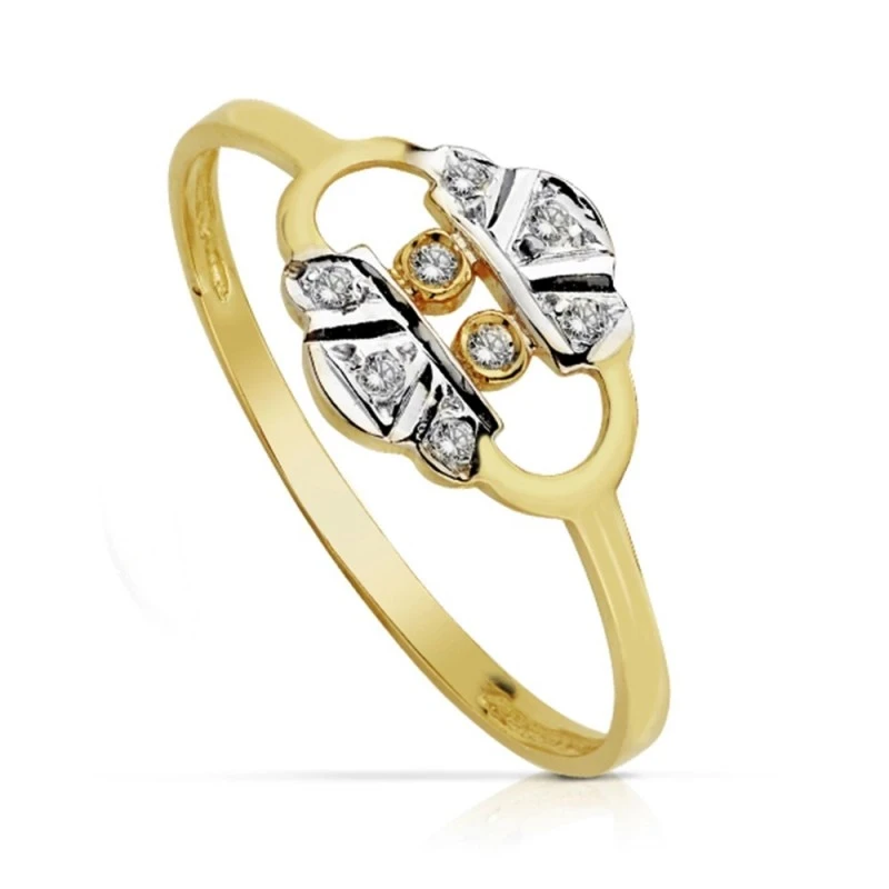 Sortija oro 18k bicolor circonitas flor [AA7356]