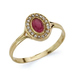 Sortija oro 18k oval 9x7mm. circonitas centro piedra rosa [AA7368]