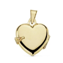 Colgante oro 18k portafotos corazón labrado 23mm. [AA7373]