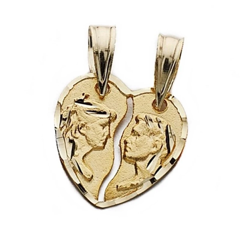 Colgante oro 18k corazón partido pareja 13mm. enamorados [AA7376GR]