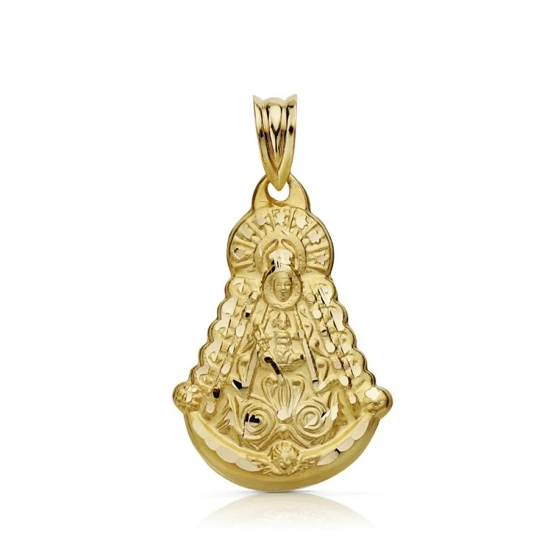 Colgante oro 18k Virgen Rocío 27mm. [AA7378]