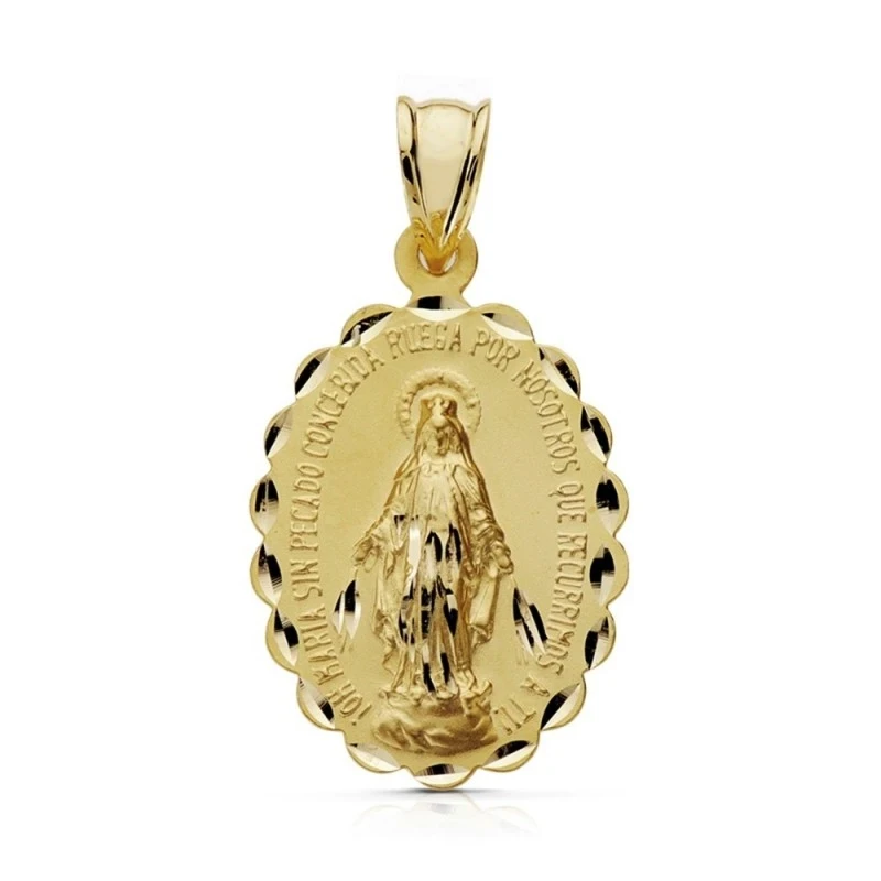 Medalla oro 18k Virgen Milagrosa 28mm. [AA7394]