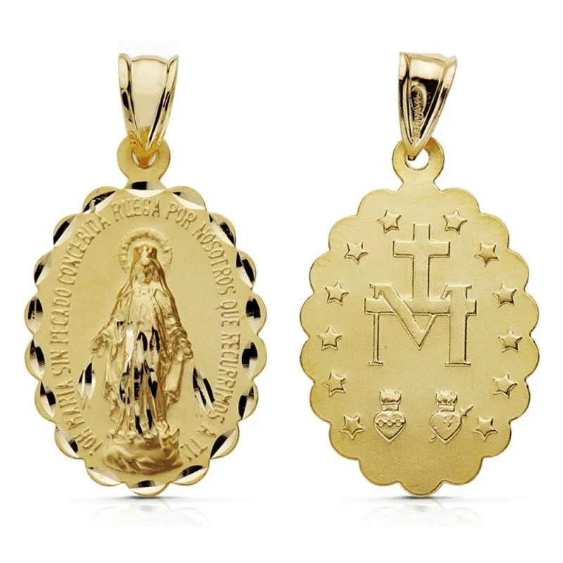 Medalla oro 18k Virgen Milagrosa 28mm. [AA7394]