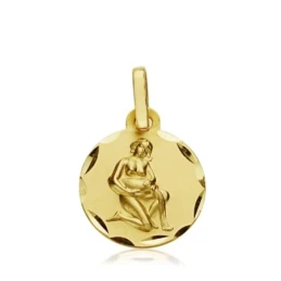 Medalla oro 18k horóscopo Acuario 13mm. signo zodiaco [AA7396]