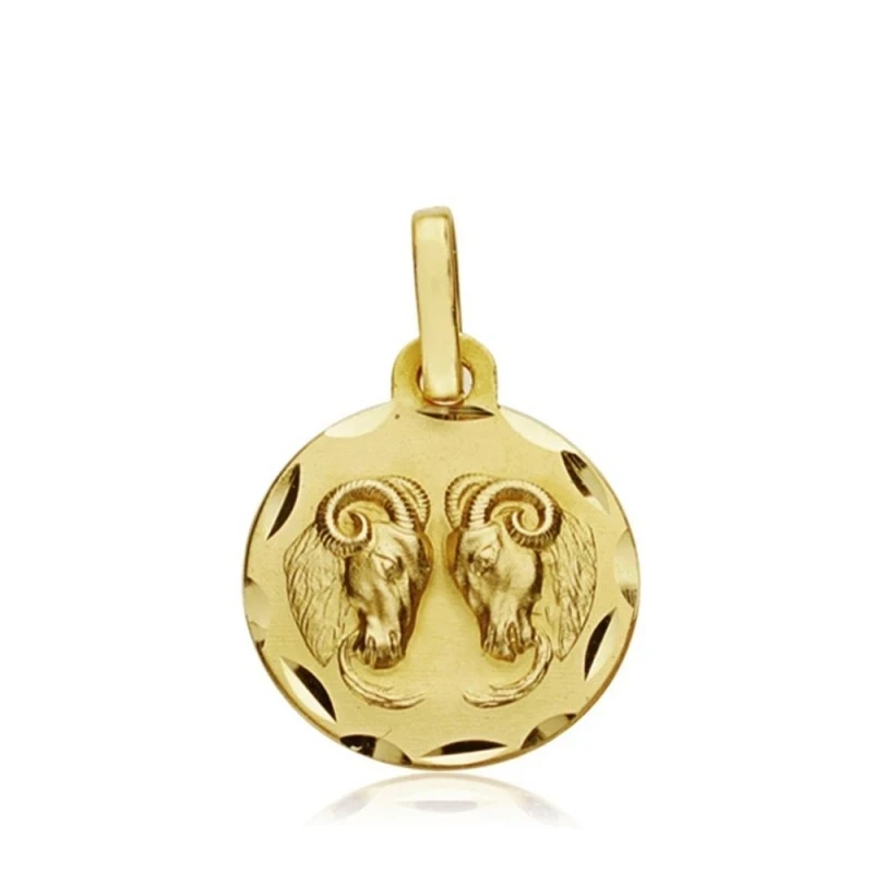 Medalla oro 18k horóscopo Aries 13mm. signo zodiaco [AA7397]