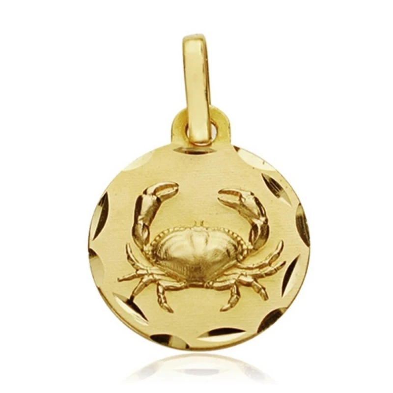 Medalla oro 18k horóscopo Cáncer 13mm. signo zodiaco [AA7398]