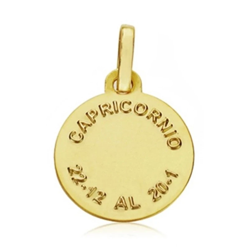 Medalla oro 18k horóscopo Capricornio 13mm.  signo zodiaco [AA7399GR]
