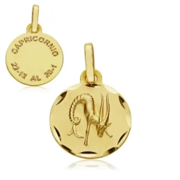Medalla oro 18k horóscopo Capricornio 13mm.  signo zodiaco [AA7399GR]