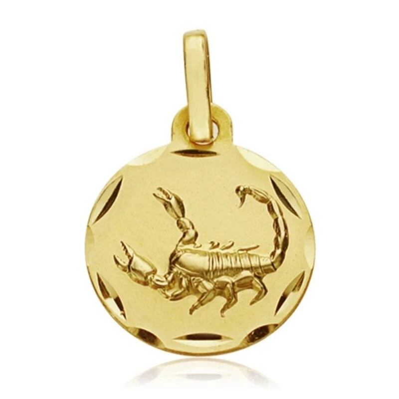Medalla oro 18k horóscopo Escorpio 13mm. signo zodiaco [AA7400]