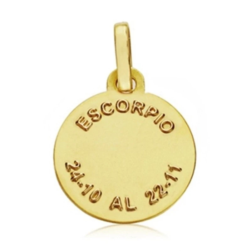 Medalla oro 18k horóscopo Escorpio 13mm. signo zodiaco [AA7400]
