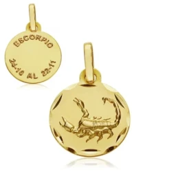 Medalla oro 18k horóscopo Escorpio 13mm. signo zodiaco [AA7400]