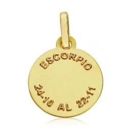 Medalla oro 18k horóscopo Escorpio 13mm. signo zodiaco [AA7400GR]