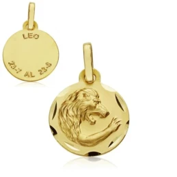 Medalla oro 18k horóscopo Leo 13mm. signo zodiaco [AA7402GR]
