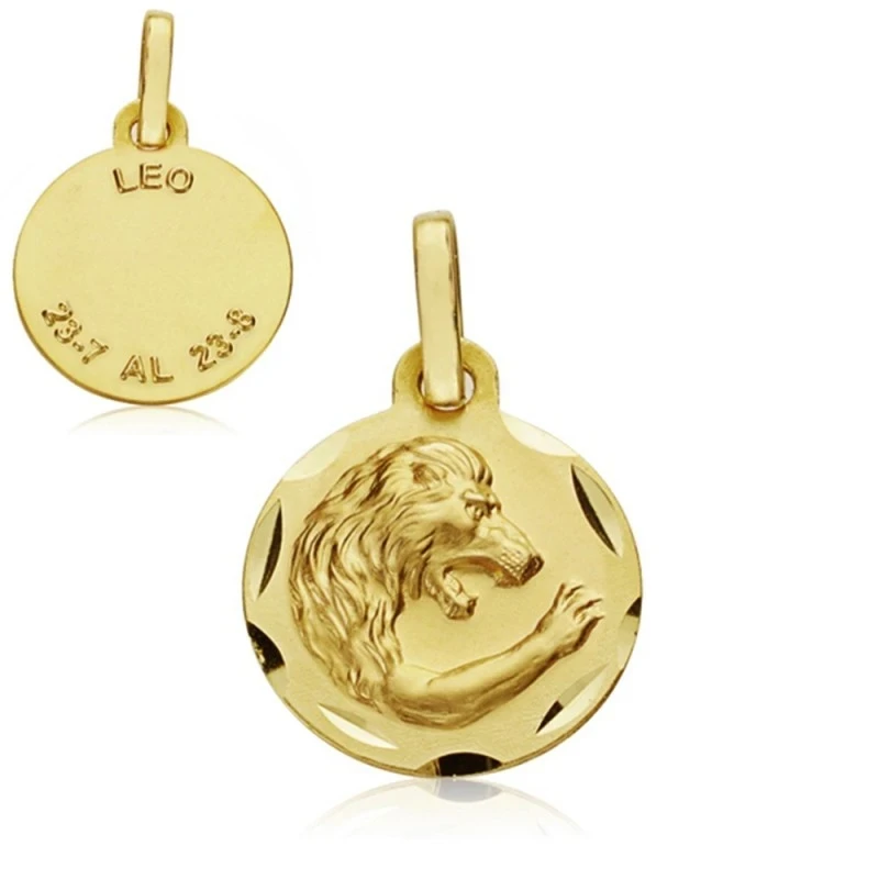 Medalla oro 18k horóscopo Leo 13mm. signo zodiaco [AA7402GR]