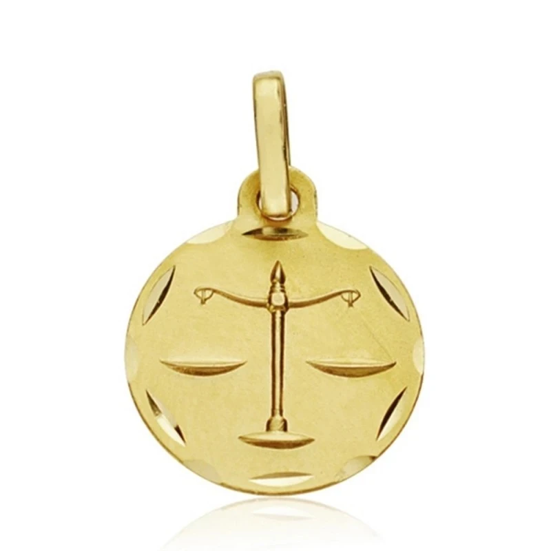Medalla oro 18k horóscopo Libra 13mm. signo zodiaco [AA7403]