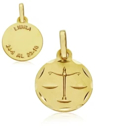 Medalla oro 18k horóscopo Libra 13mm. signo zodiaco [AA7403]