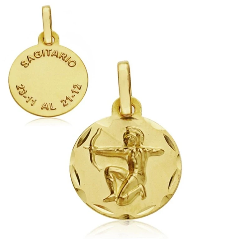 Medalla oro 18k horóscopo Sagitario 13mm. signo zodiaco [AA7404GR]