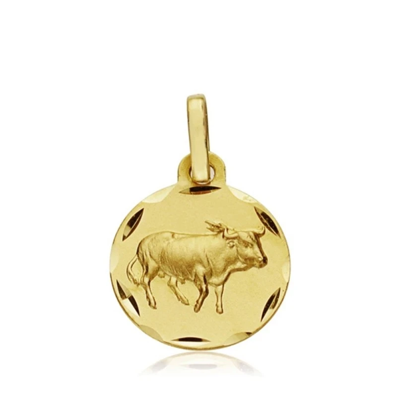 Medalla oro 18k horóscopo Tauro 13mm. signo zodiaco [AA7405GR]
