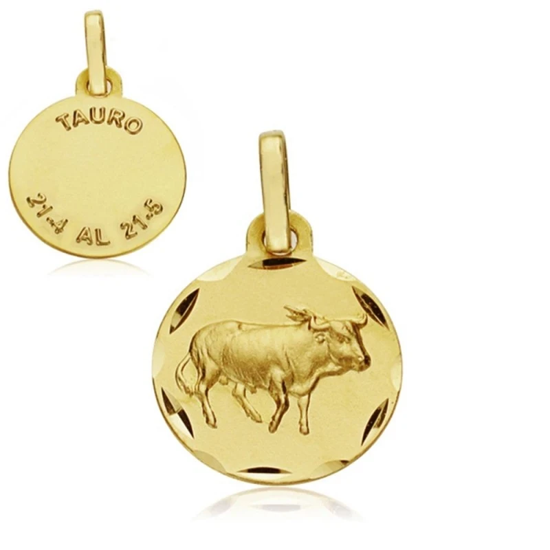Medalla oro 18k horóscopo Tauro 13mm. signo zodiaco [AA7405GR]