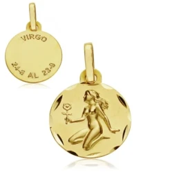 Medalla oro 18k horóscopo Virgo 13mm. signo zodiaco [AA7406]