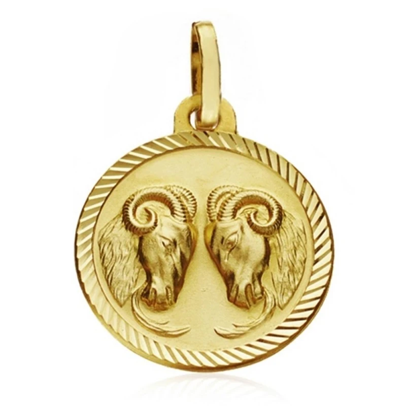 Medalla oro 18k horóscopo Aries 16mm. signo zodiaco [AA7408GR]