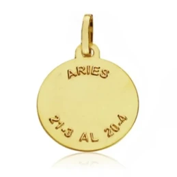 Medalla oro 18k horóscopo Aries 16mm. signo zodiaco [AA7408GR]