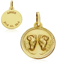 Medalla oro 18k horóscopo Aries 16mm. signo zodiaco [AA7408GR]