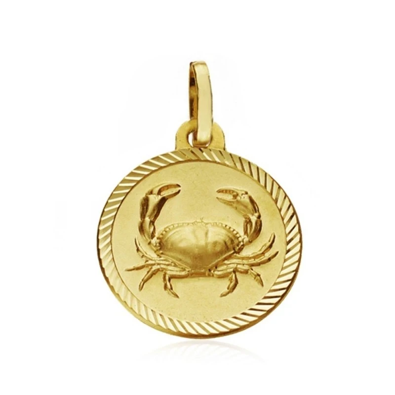 Medalla oro 18k horóscopo Cáncer 16mm. signo zodiaco [AA7409]