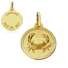 Medalla oro 18k horóscopo Cáncer 16mm. signo zodiaco [AA7409]