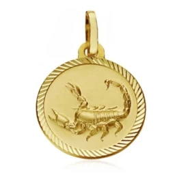 Medalla oro 18k horóscopo Escorpio 16mm. signo zodiaco [AA7411]