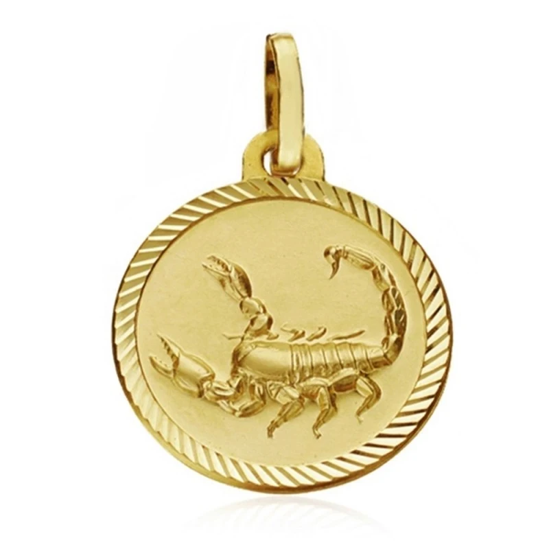 Medalla oro 18k horóscopo Escorpio 16mm. signo zodiaco [AA7411]