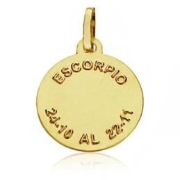Medalla oro 18k horóscopo Escorpio 16mm. signo zodiaco [AA7411]