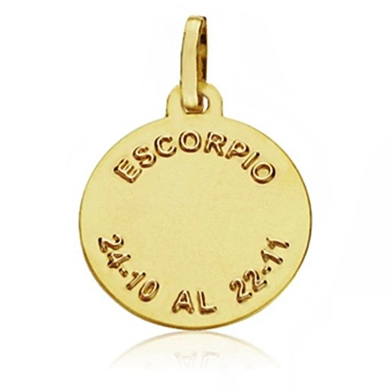Medalla oro 18k horóscopo Escorpio 16mm. signo zodiaco [AA7411GR]