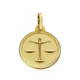 Medalla oro 18k horóscopo Libra 16mm. signo zodiaco [AA7414]