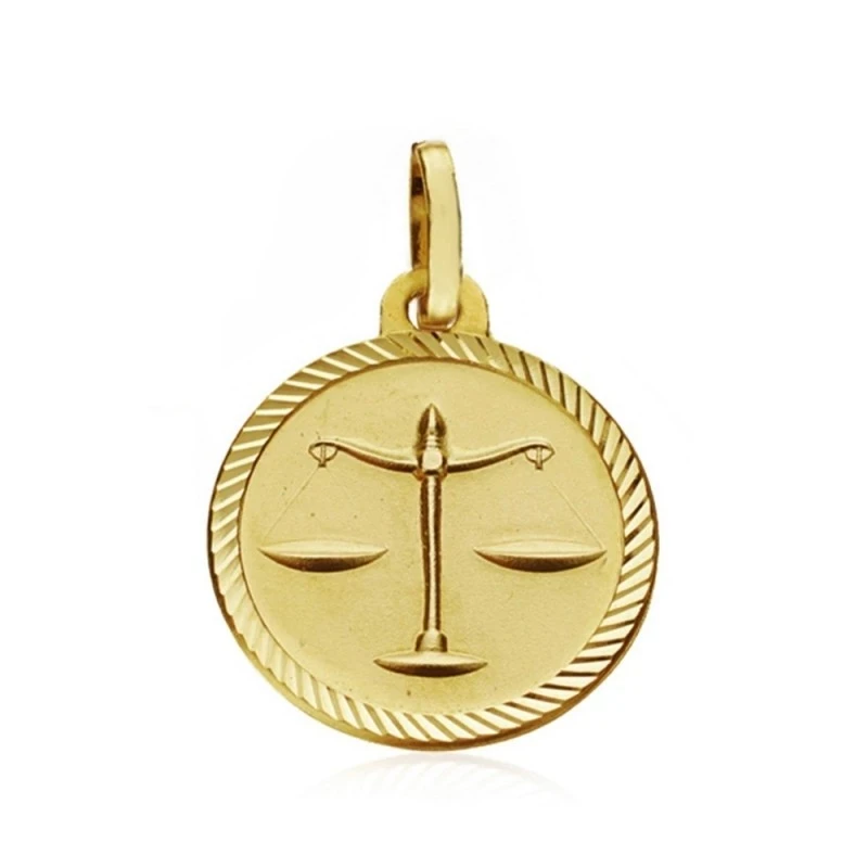 Medalla oro 18k horóscopo Libra 16mm. signo zodiaco [AA7414GR]