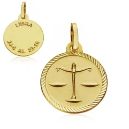 Medalla oro 18k horóscopo Libra 16mm. signo zodiaco [AA7414GR]