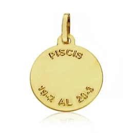 Medalla oro 18k horóscopo Piscis 16mm. signo zodiaco [AA7415GR]