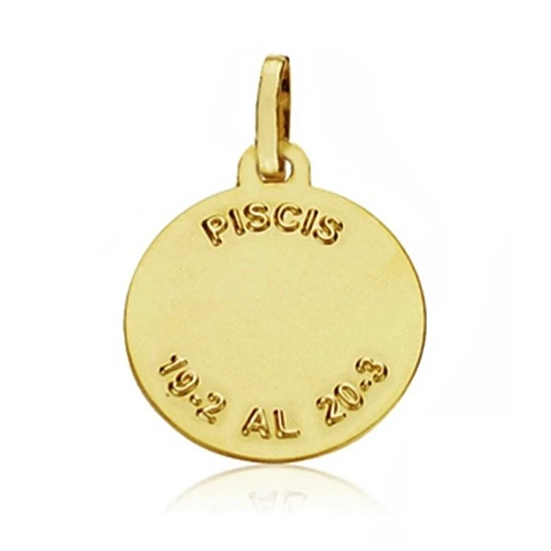Medalla oro 18k horóscopo Piscis 16mm. signo zodiaco [AA7415GR]