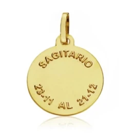 Medalla oro 18k horóscopo Sagitario 16mm. signo zodiaco [AA7416]